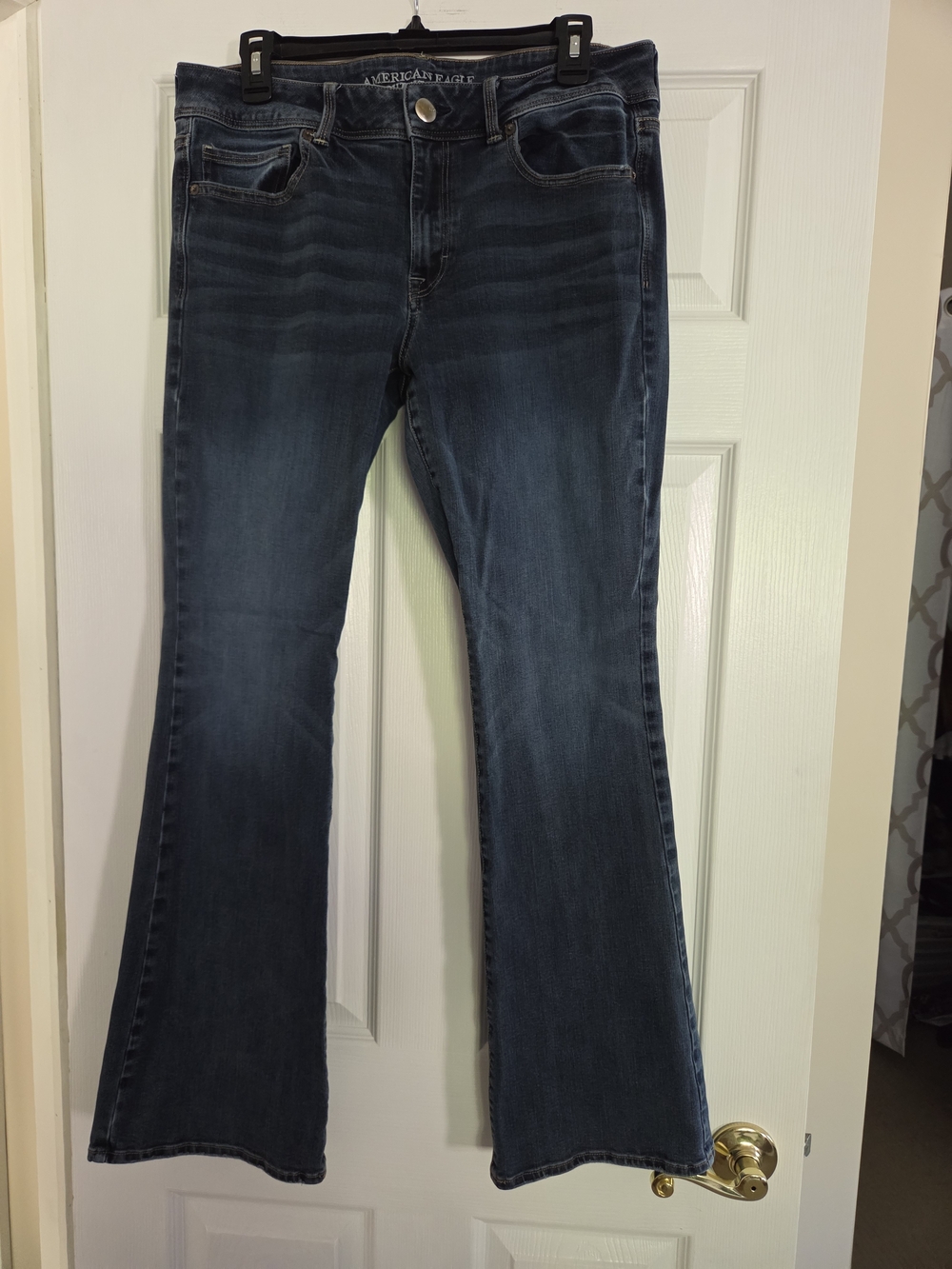 American Eagle Outfitters Women's Dark Wash Kick Boot Jeans Sz 12 Super Stretch